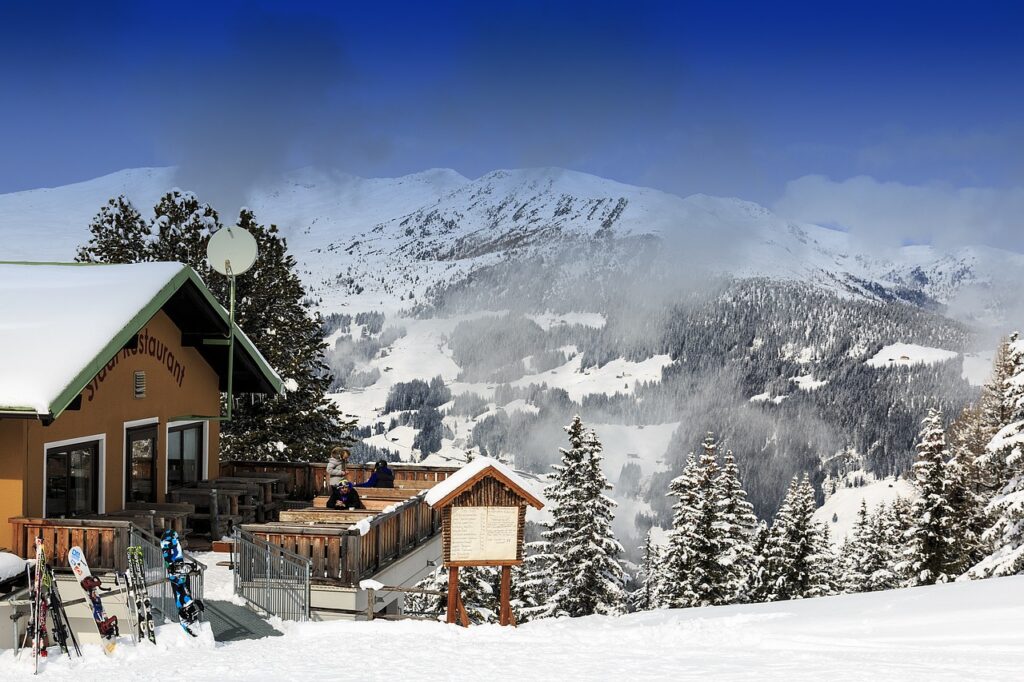 snow, winter, chalet